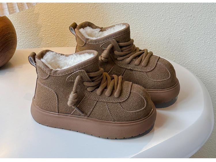 2025 Зимние плюшевые утепленные детские сноубутсы - Теплые, Универсальные, Нескользящие, Хлопковые ботинки на мягкой подошве