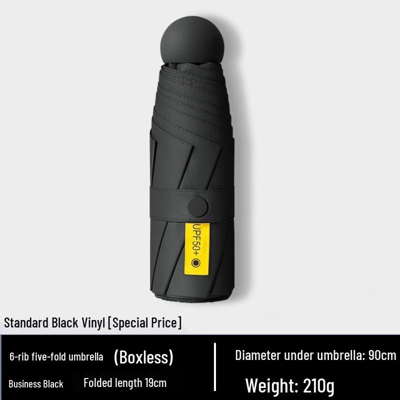 Женский мини-зонт двойного назначения: Компактный пятисложенный дизайн, Утолщенная ткань, Черный клей для защиты от УФ-лучей, Возможность нанесения логотипа на заказ