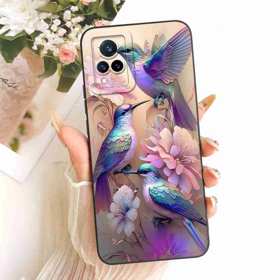 For Vivo V21 4G Case V2066 V2108 Soft Silicone Sunflower Rabbit Phone Cases For Vivo V21 V 21 4G Back Cover Protetion Bumper