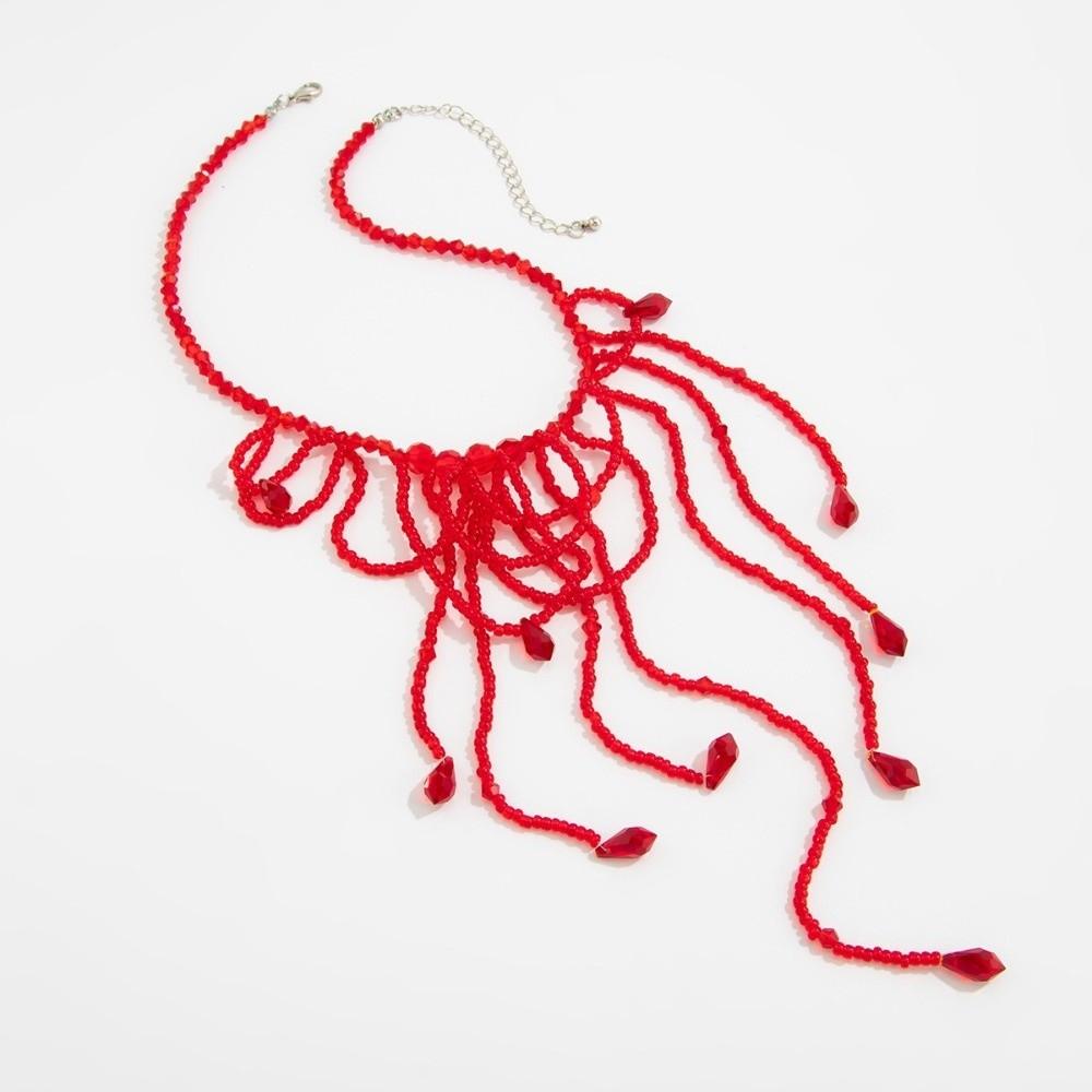 Multilayer Blood Drop Necklace Tassel Gothic Jewelry Creative Halloween Choker Cosplay