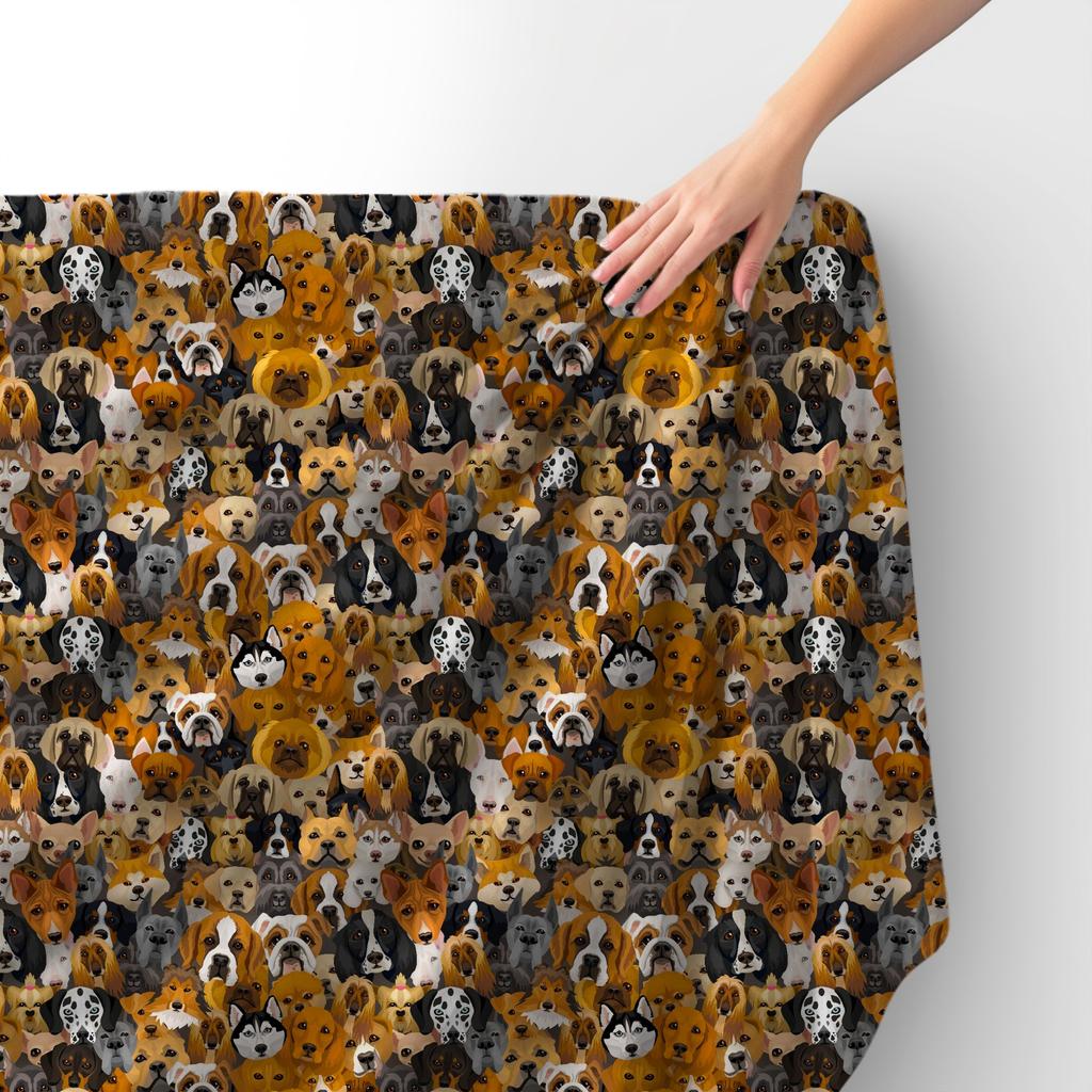 Royal Samt Stoff Polyester Zum Nähen - Motiv Hunde Verschiedener Rassen 2