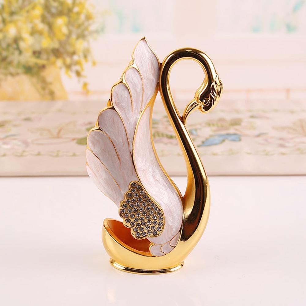 7pcs Zinc Alloy Swan Base Holder Golden 6 Teaspoons Coffee Dinnerware Set Mirror Finish Dessert Spoon Set For Bistros Bars