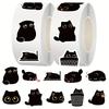500 шт./Рулон Милые Черные Кошки Мультяшные Наклейки Граффити Эстетическое Украшение Багаж Ноутбук Компьютер Журнал Кавайные Наклейки