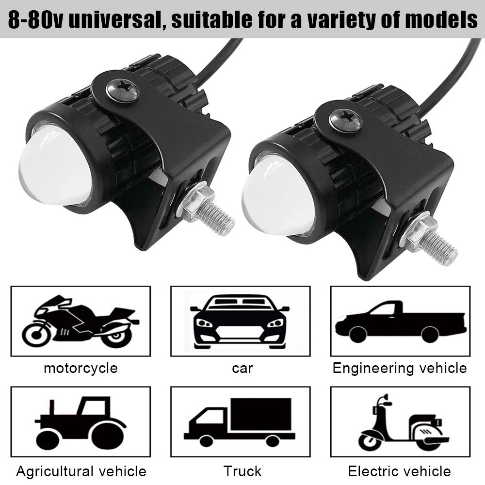 Auxiliary Spotlight Lamp Scooter Dual Color Driving for Cafe Racer Light Universal Motorcycle LED Headlight Lens Projector ATV Motorcycle Accessories