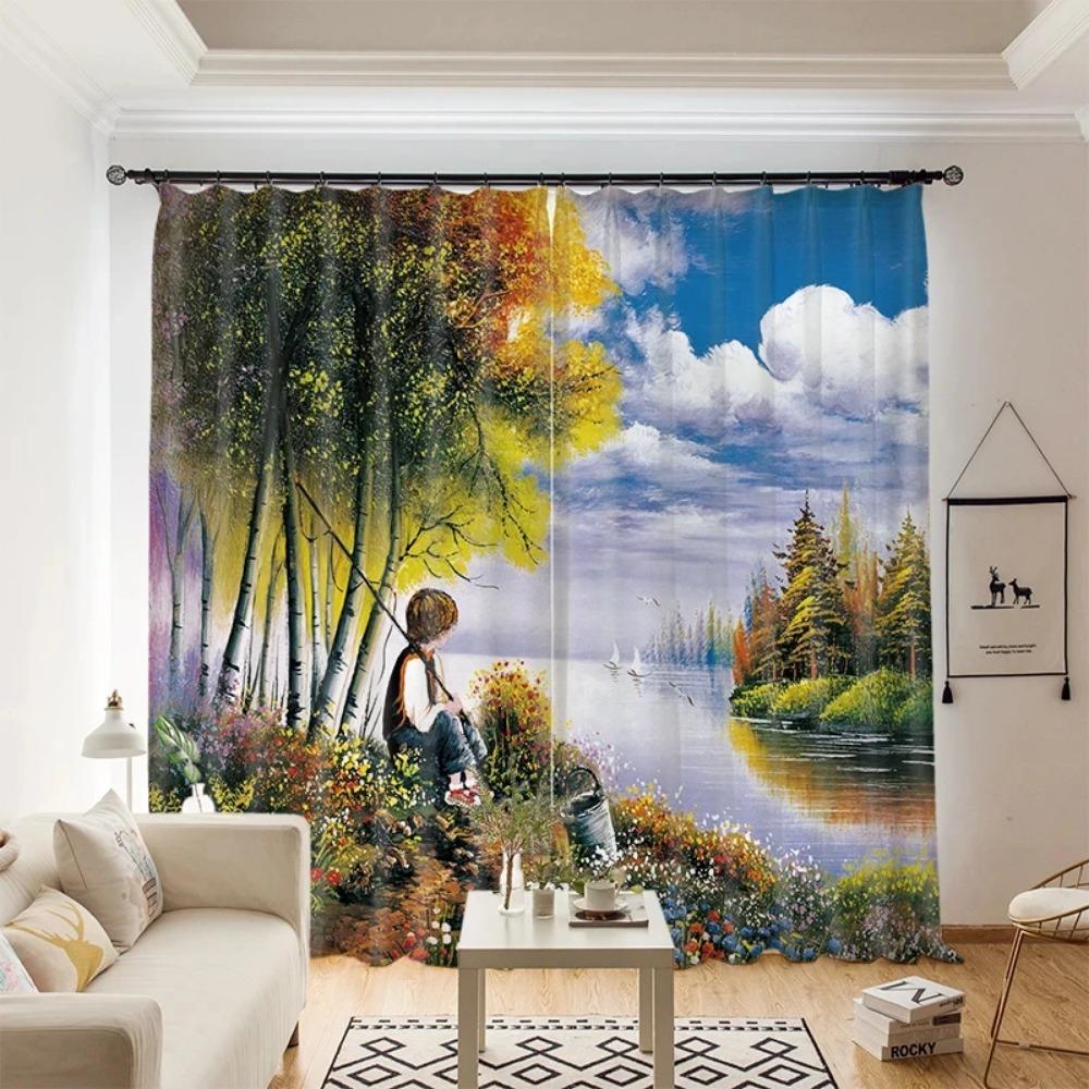 Картина маслом «Урожай Ван Гога» в стиле высокой затемненной занавески, американское детское занавеска для спальни, гостиной, затемняющая штора, новая