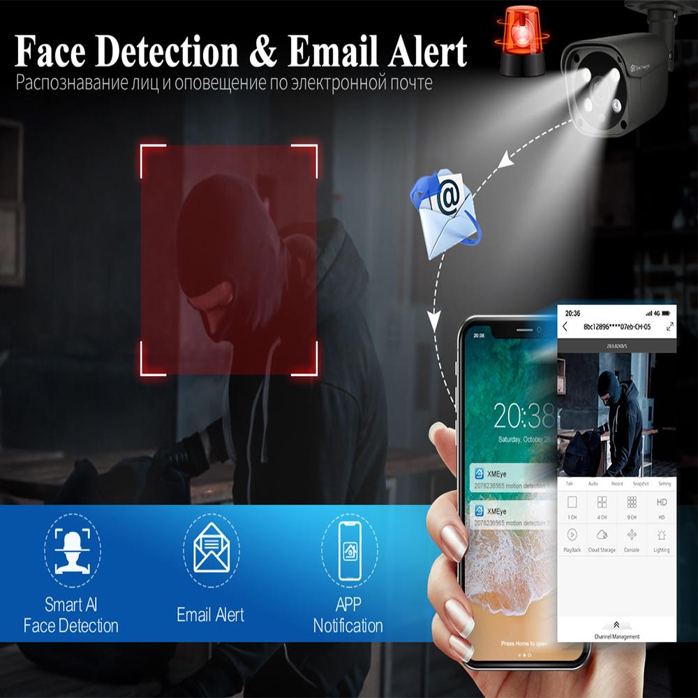 Techage 5-мегапиксельная IP-камера безопасности POE для обнаружения человека на открытом воздухе двухсторонняя аудио-видео камера наблюдения AI IP