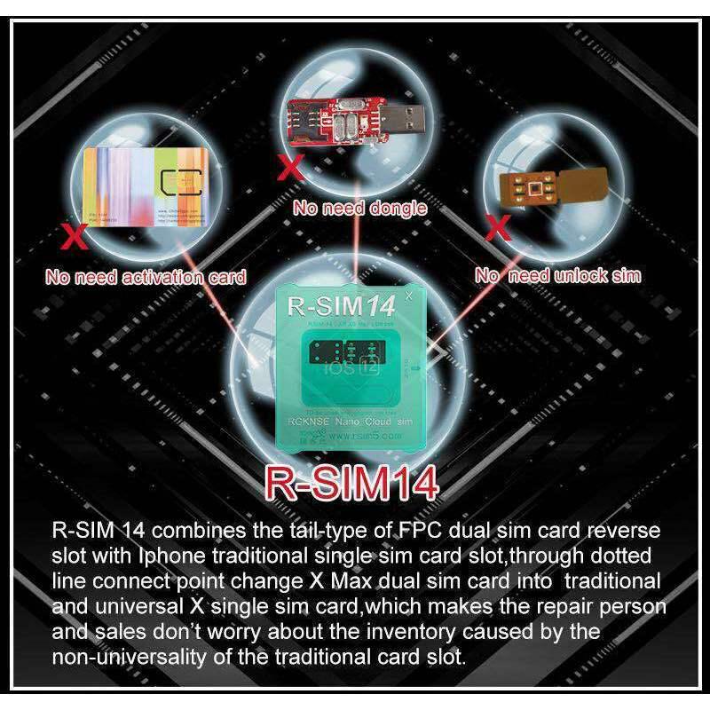 Карта разблокировки R-SIM 14 RSIM Nano для iPhone XS MAX/XR/XS/8/7/6 4G iOS 12