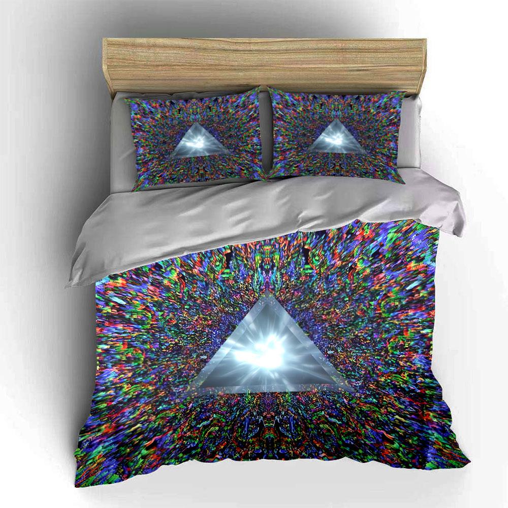 Vibrant Triangle Burst Art Bedding Duvet Cover Set Duvet Cover Pillowcases (1*Duvet Cover 2*Pillowcases, without duvet insert)
