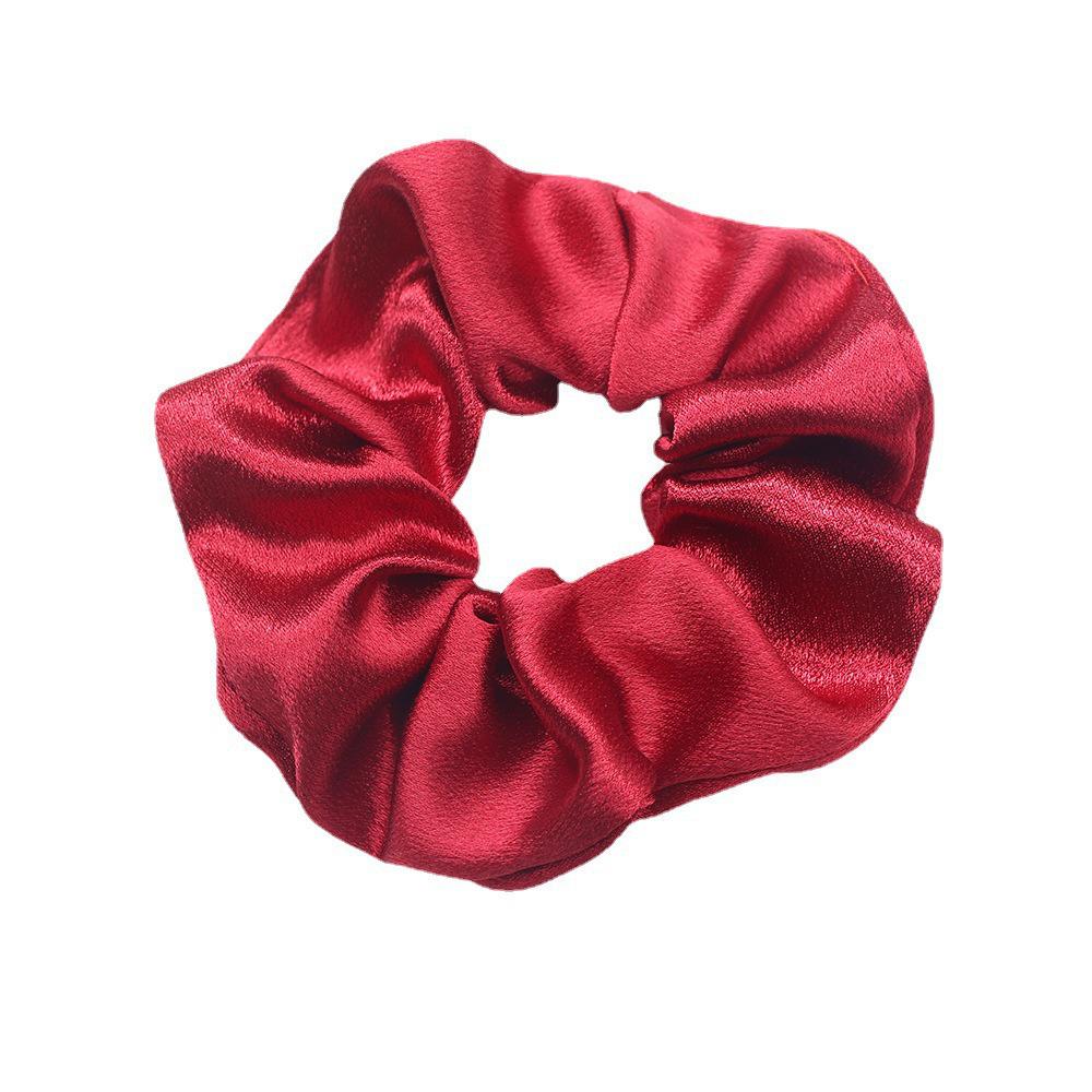 Large Solid Color Satin Fabric Scrunchies for Women's Ponytails