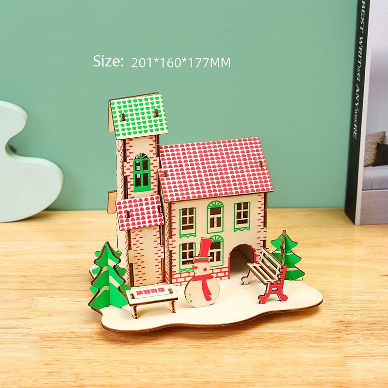 Лазерная резка Сделай сам Дома Виллы Здание 3D Деревянный пазл Игрушка Сборная модель Наборы Украшение стола Для детского подарка