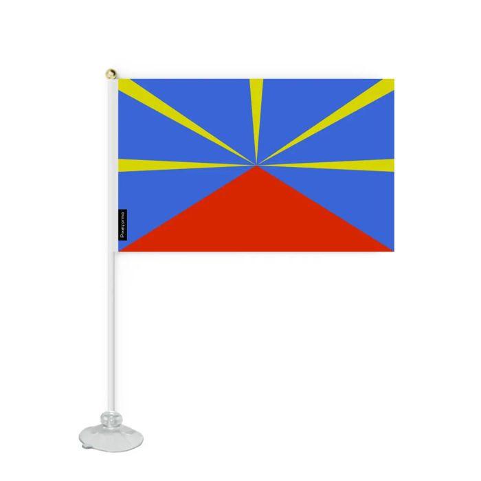 Drapeau - Mini - Réunion - 14 X 21 Cm - Polyester - Ventouse Incluse