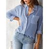 Spring new women's fashion loose striped shirt casual breathable long-sleeve top