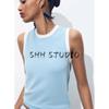 Summer New Women clothes French style Design Basic Simple round Neck Sleeveless Knit vest 8851002
