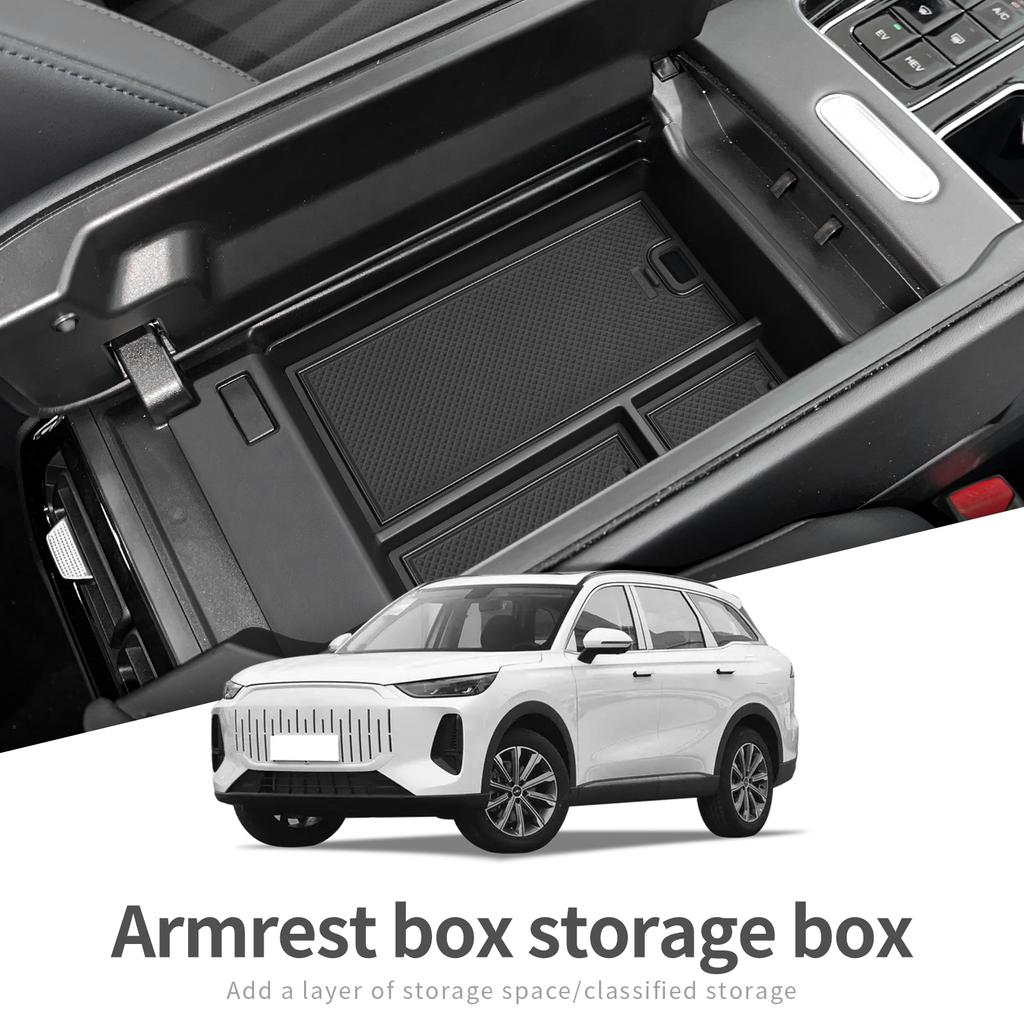 Для Chery Tiggo 9 2024 2025 FULWIN T9 Бокс для хранения подлокотника Автомобильный органайзер-лоток Аксессуары для наведения порядка Черный АБС-пластик