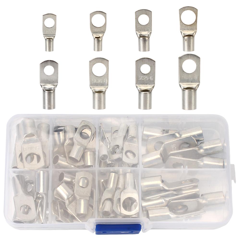 Комплект паяных разъемов 60 шт. Автомобильные медные кольцевые клеммы для обжима клемм аккумулятора Клещи для обжима HX-50B