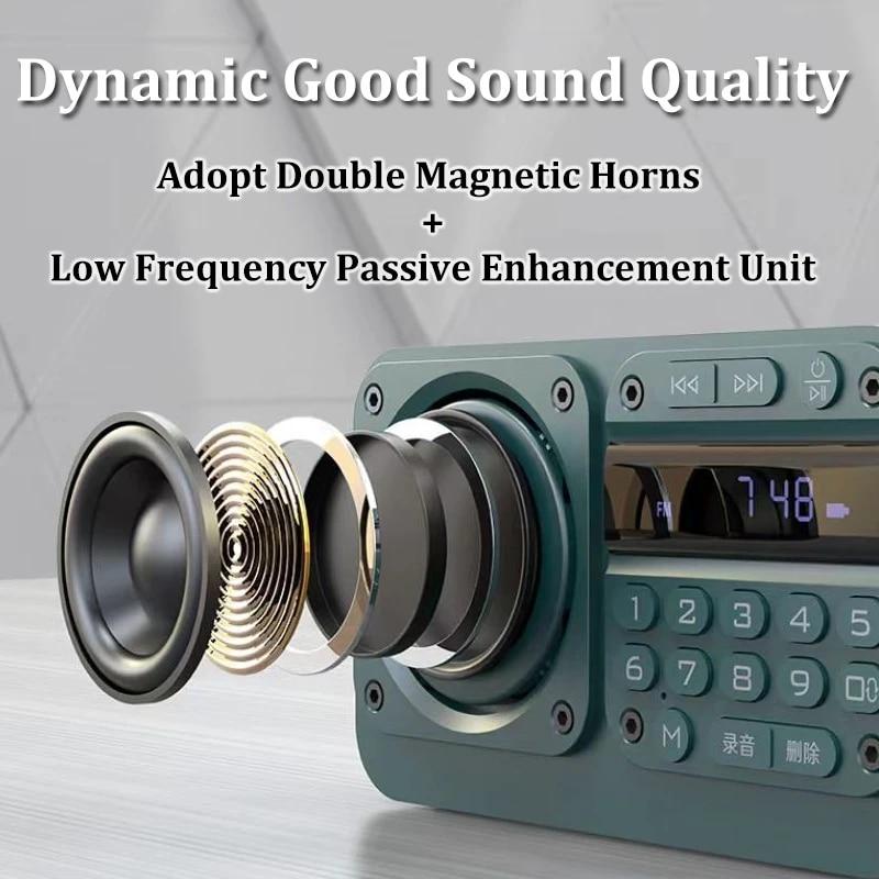 Портативный FM-радио, мини-FM-радиоприемник, уличный Bluetooth-динамик, TF-карта, USB-наушники, MP3-плеер, рекордер 70-108 МГц