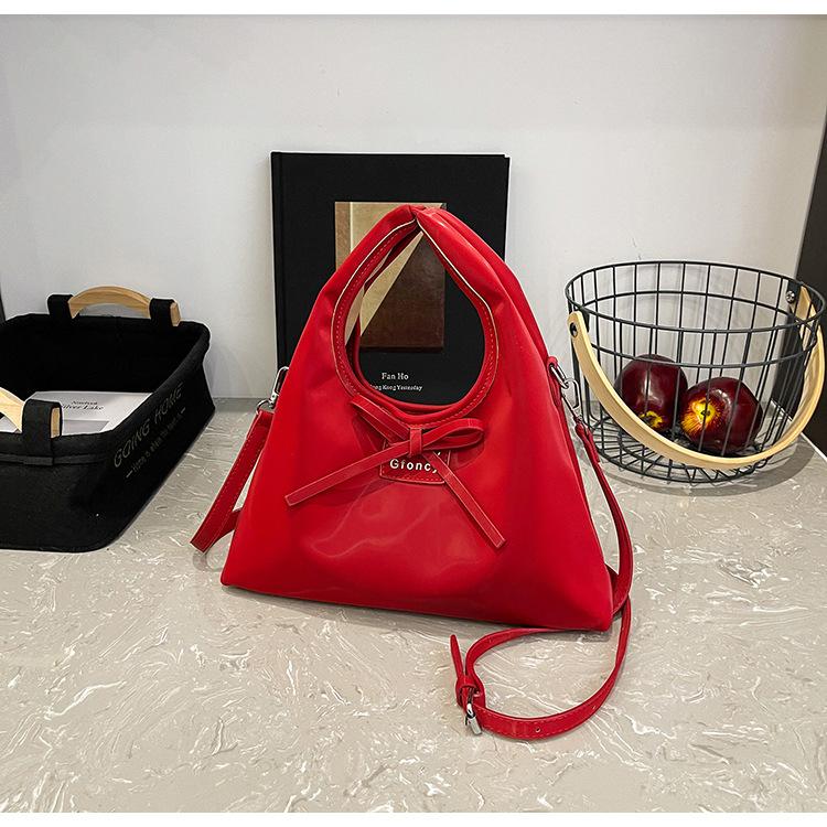 Korean simple casual messenger bag shoulder bag 2025 summer new sweet strap bow handbag women