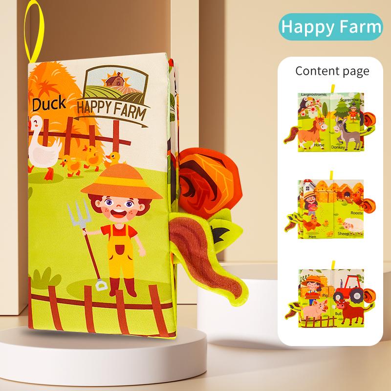 Touch and Feel Crinkle Book for 0+ Months Early Development Interactive Soft Toy for Baby Strollers