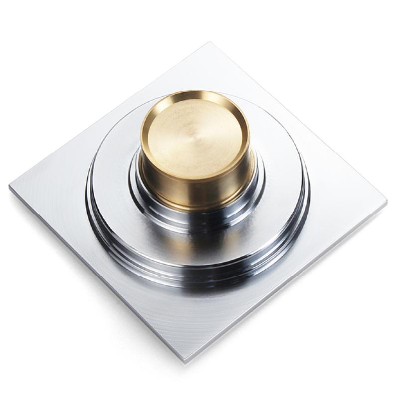 Modern Bathroom Accessories 10x10cm Shower Floor Drain Cover Tile Insert Brass Anti-Odor Chrome Finish Brushed Surface