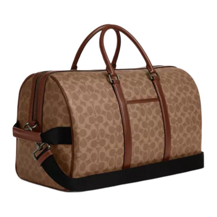 Coach X Peanuts Signature 45 Ventura Logo Coated Canvas And Leather Boston Bag Women Travel Bag Brown CBI42-QBTAM
