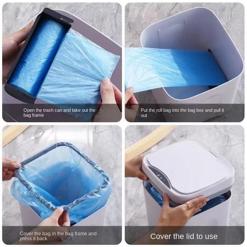 Автоматическая сенсорная мусорная корзина, электрическая водонепроницаемая мусорная корзина, 12 л, умная индукционная корзина для мусора для кухни, ванной комнаты