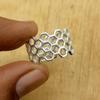 Honeycomb Chunky Silver Woman Band Ring, 925 Sterling Silver Handmade Nature Inspired Aesthetic Jewelry, Spring