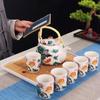 Vintage Light Luxury, Large Capacity Teapot Tea Cup,ceramic Celadon Kung Fu Tea Set, One Pot with Six Cups and a Filtered Teapot