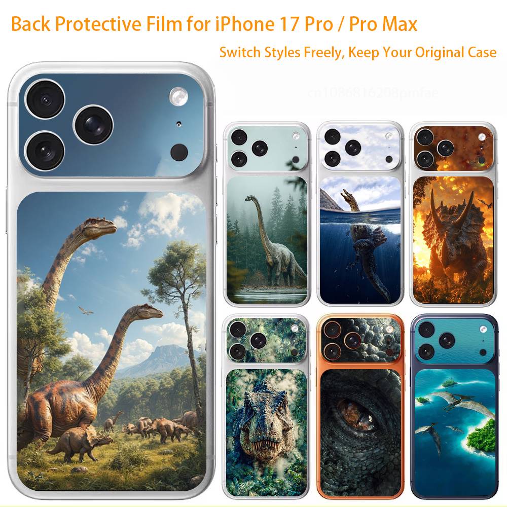 3D Наклейка на весь корпус 'Доисторические Гиганты' для iPhone 17/Pro/Pro Max Цветная Задняя Защитная Наклейка