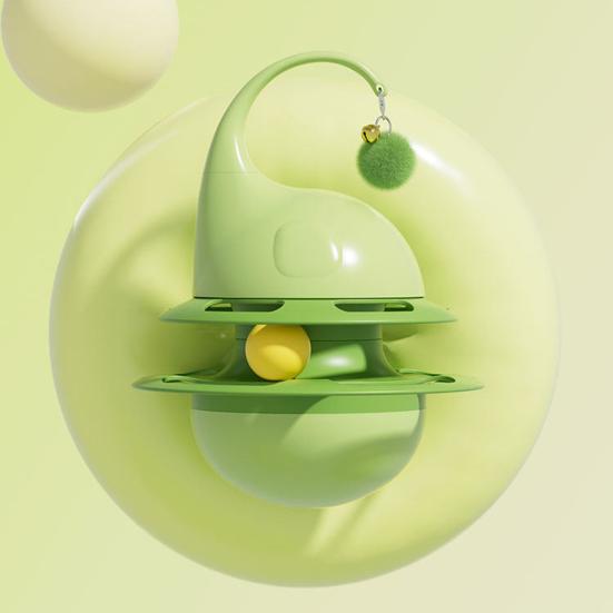 Интерактивная игрушка-неваляшка для кошек, забавная головоломка, кормушка для кошек с пушистым шариком и колокольчиком, для самостоятельной игры, развивающая игрушка для котят, для домашних кошек