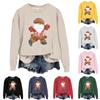 Женская модная рождественская свободная толстовка с длинным рукавом и круглым вырезом с мелким принтом
