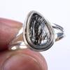 Natural Black Rutile Gemstone Handmade 925 Solid Sterling Silver Ring S.7 P1D66