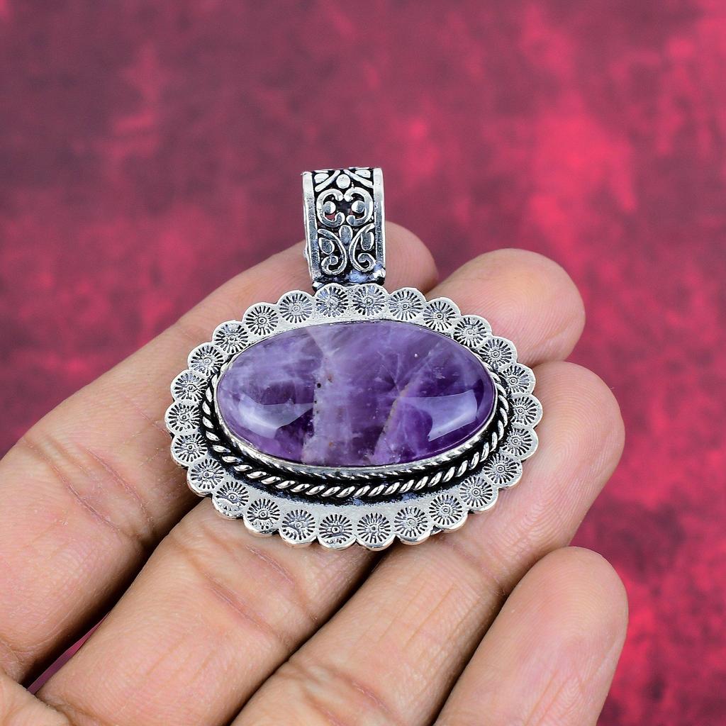 Подвеска с аметистом, ювелирные изделия из драгоценных камней, подвеска из цельного серебра 925 пробы, подарок для женщин, подвеска ручной работы