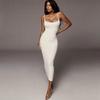 Женское летнее платье-слинг на тонких бретелях, с открытой спиной, облегающее, длинное, вязаное, однотонное, вечернее платье для леди, весна