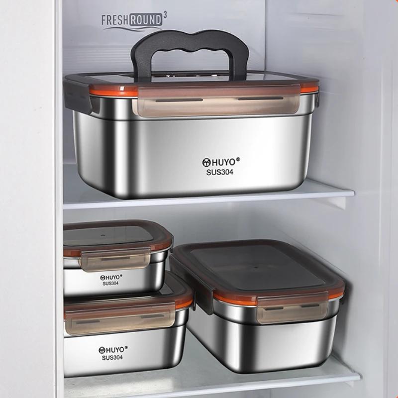 Пищевой сорт 304 нержавеющая сталь сохраняет свежесть ланч-бокс домашний холодильник специальный фруктовый бенто герметичный ящик высокая термостойкость