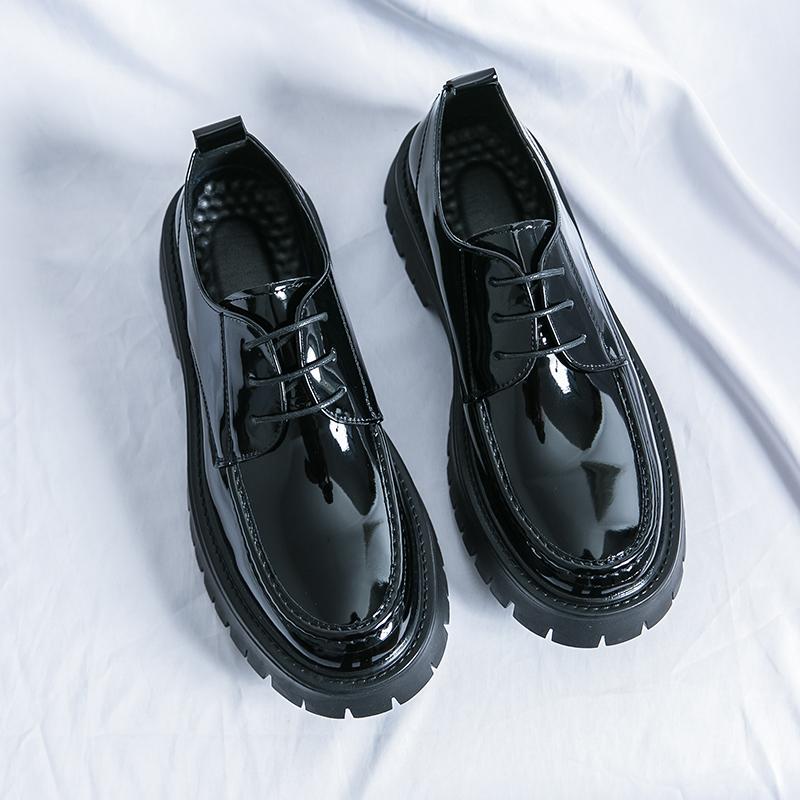 Новые мужские туфли-оксфорды с большим носком, на толстой подошве, зеленые, деловые, на шнуровке, лакированные, повседневные туфли