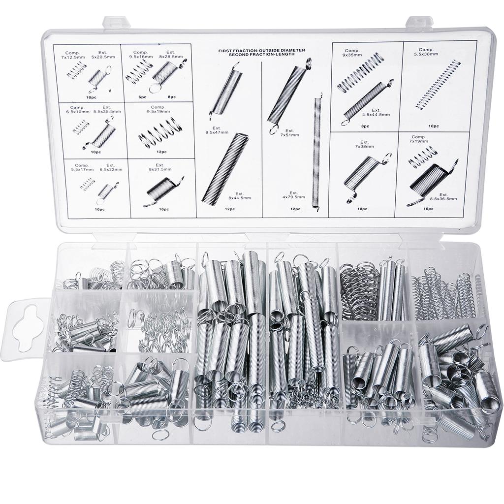 200pcs New 20 Size Compression Spring Tension Galvanized Springs Assortment Kit