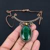 Lab-Created Emerald Gemstone Pure Copper Wire Wrapped Handmade Jewelry Necklace Gift