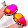 Bi-Color Tourmaline Gemstone Handmade 925 Sterling Silver Pendant 3.43" W3z12