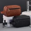 New Man Handbag PU Leather Material Portable Handbag Woman Makeup Pouch Travel Wash Bag Vintage Large Capacity Storage