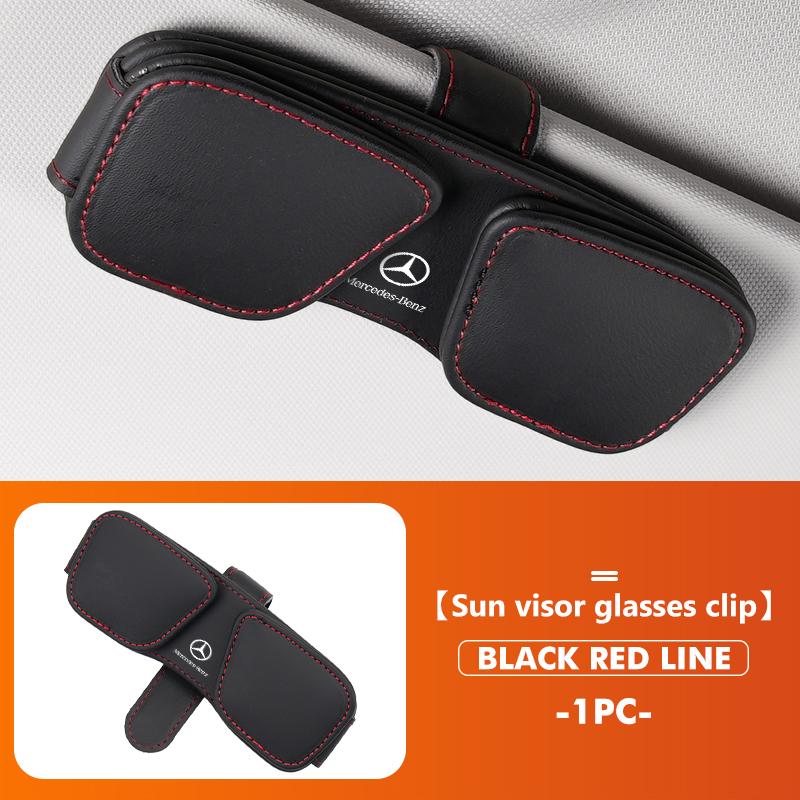 CRS1 Leather Car Sun Visor Glasses Case Card Ticket Pen Buckle Clip For Mercedes Benz CLK GLC W212 C200 C300 W203 W204 W205 W169 W176