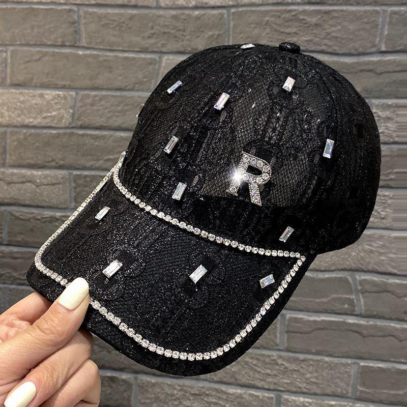 Бейсболка женская со стразами и буквой R мягкая кружевная кепка солнцезащитная летняя пляжная кепка для отдыха на природе