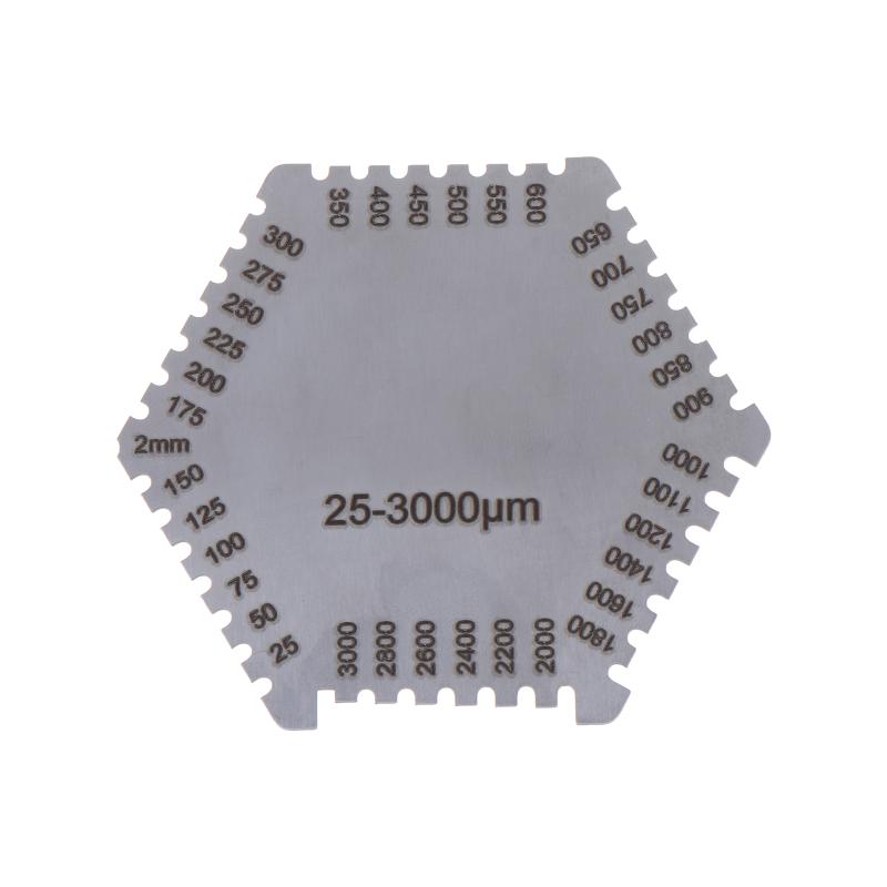 Stainless Steel Hexagonal Wet Film Comb Gauge Professional Grade 25-3000um for Lab Paint Coating Thickness Testing Use