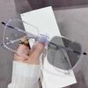 Fashion Big Square Anti Blue Light Reading Glasses Unisex Transparent Metal Frame Photochromic Eyewear Elderly Driving Glasses