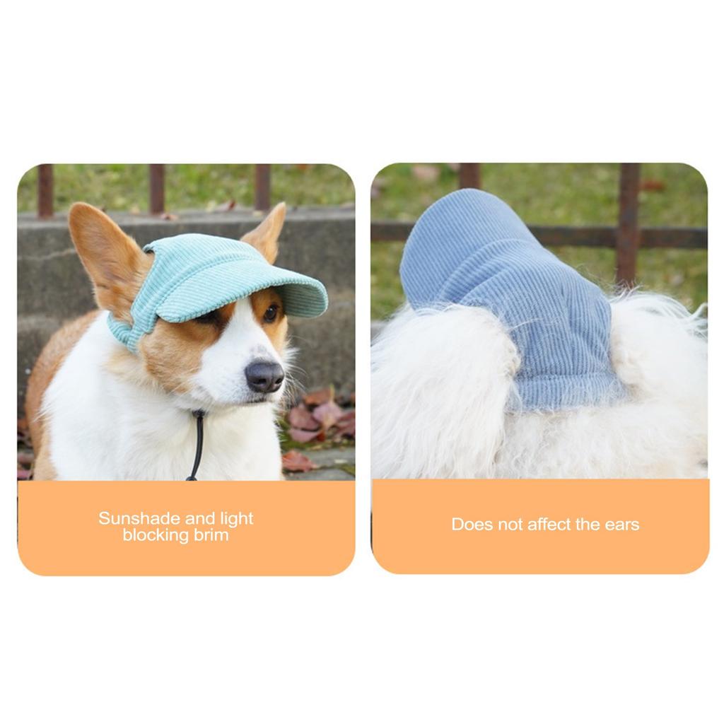 Personalized Custom Embroidery Pet -shedding Exposed Ears Adjustable Rope Buckle Corduroy Hat For All Seasons Universal Outdoor Small Dog Sun Hat