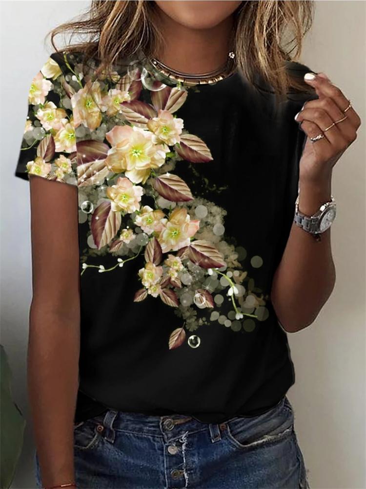 Летняя красивая женская футболка с 3D-принтом в виде цветка, повседневная, дышащая, мягкая, свободная, удобная, уличная, летняя, с коротким рукавом