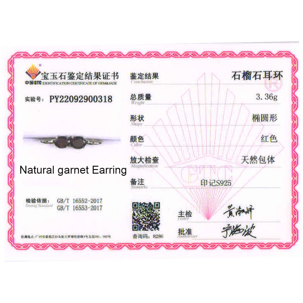 100% Natural Mozambique Garnet Clasp Earring Oval Cut 7*9mm 4.2ct Fine Gemstone Jewelry 925 Sterling Silver Classic Simple