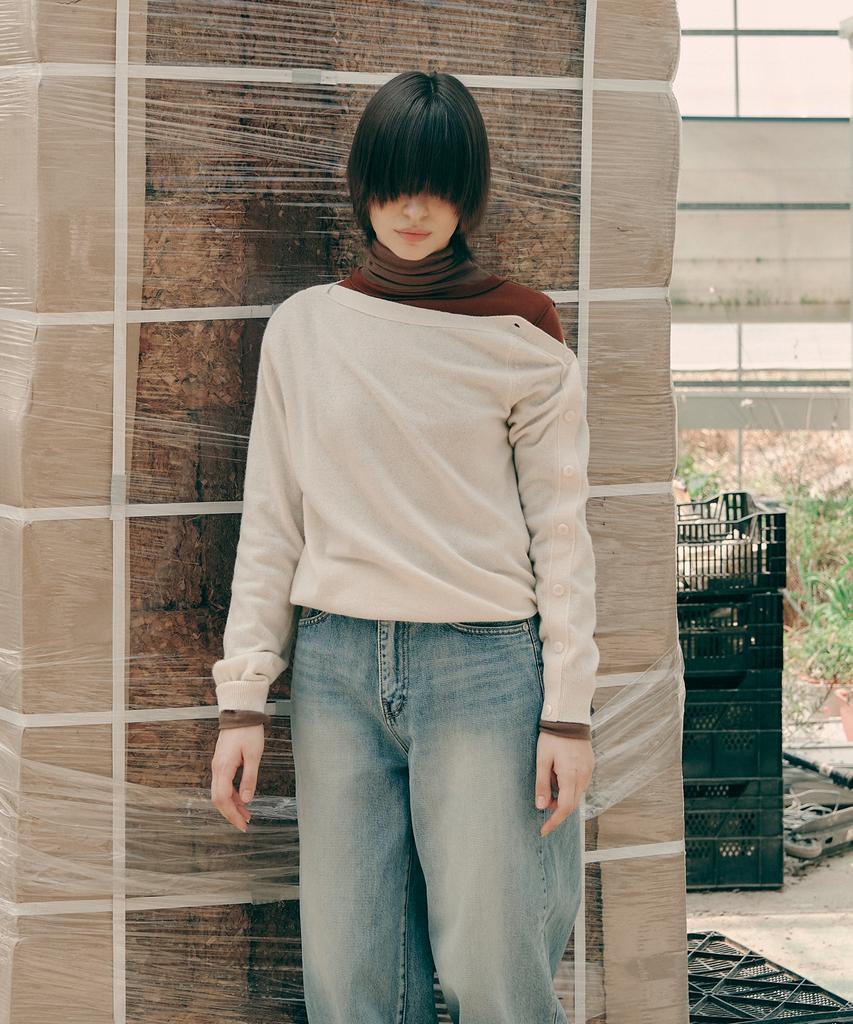 SSEMI Cashmere Button Knit(Iv)