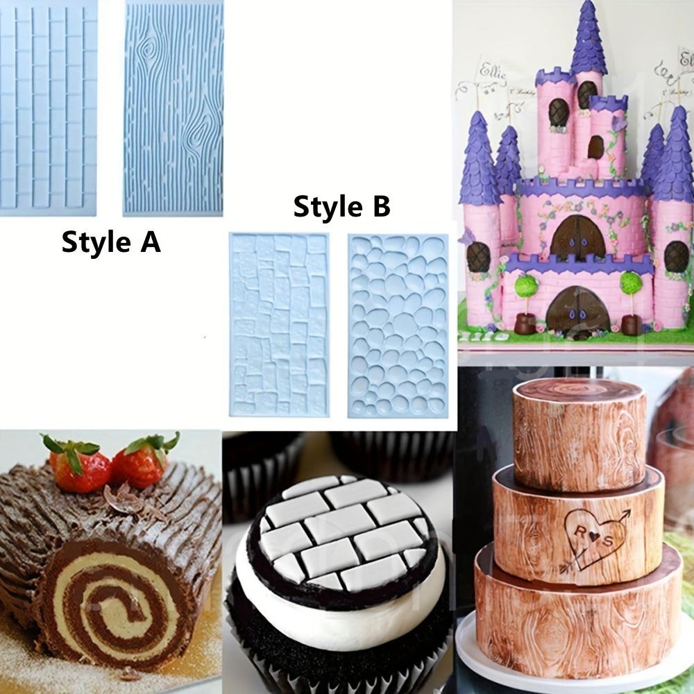 2pcs Fur Wall Flower City Wall Pebble Pattern Road Embossed Printing Mold Fondant Cake Skirt Mold Baking Cake Biscuit Mold Tool