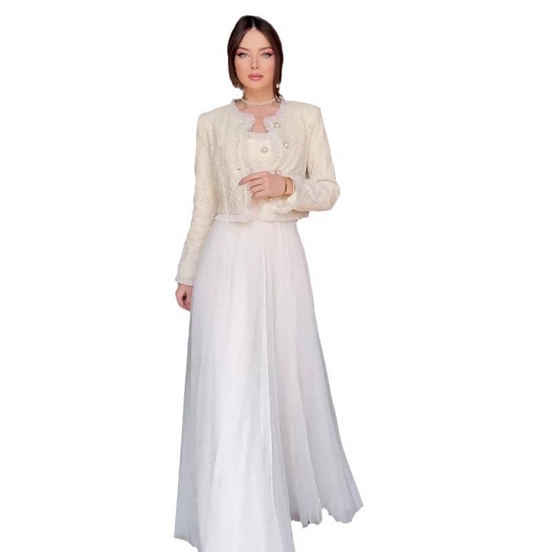 2024 Summer Elegant French Tea Break Style Two-Piece Sling Long Dress for Women
