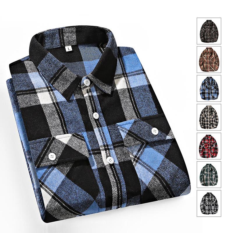 Осенняя новая клетчатая рубашка мужская большого размера повседневная свободная ретро модная рубашка с длинными рукавами с лацканами мужская одежда